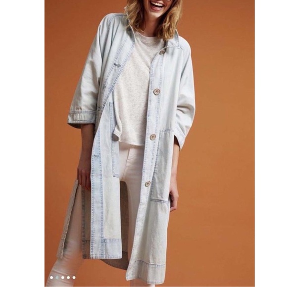 Anthropologie Jackets & Blazers - Anthropologie Hei Hei Bleached Denim Trench Coat